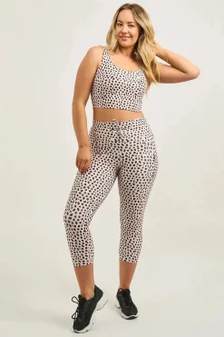Speckle Jag Sand Performance - Luxe Panel Pocket Drawstring Capri Leggings