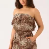 Sustainable Viscose Frill Playsuit - Natural Primal Animal