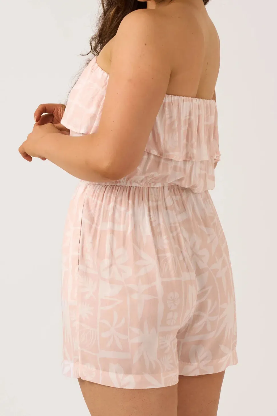 Sustainable Viscose Frill Playsuit - Nude Tiki
