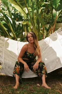 Sustainable Viscose Frill Jumpsuit - Black Tropico