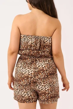 Sustainable Viscose Frill Playsuit - Natural Primal Animal