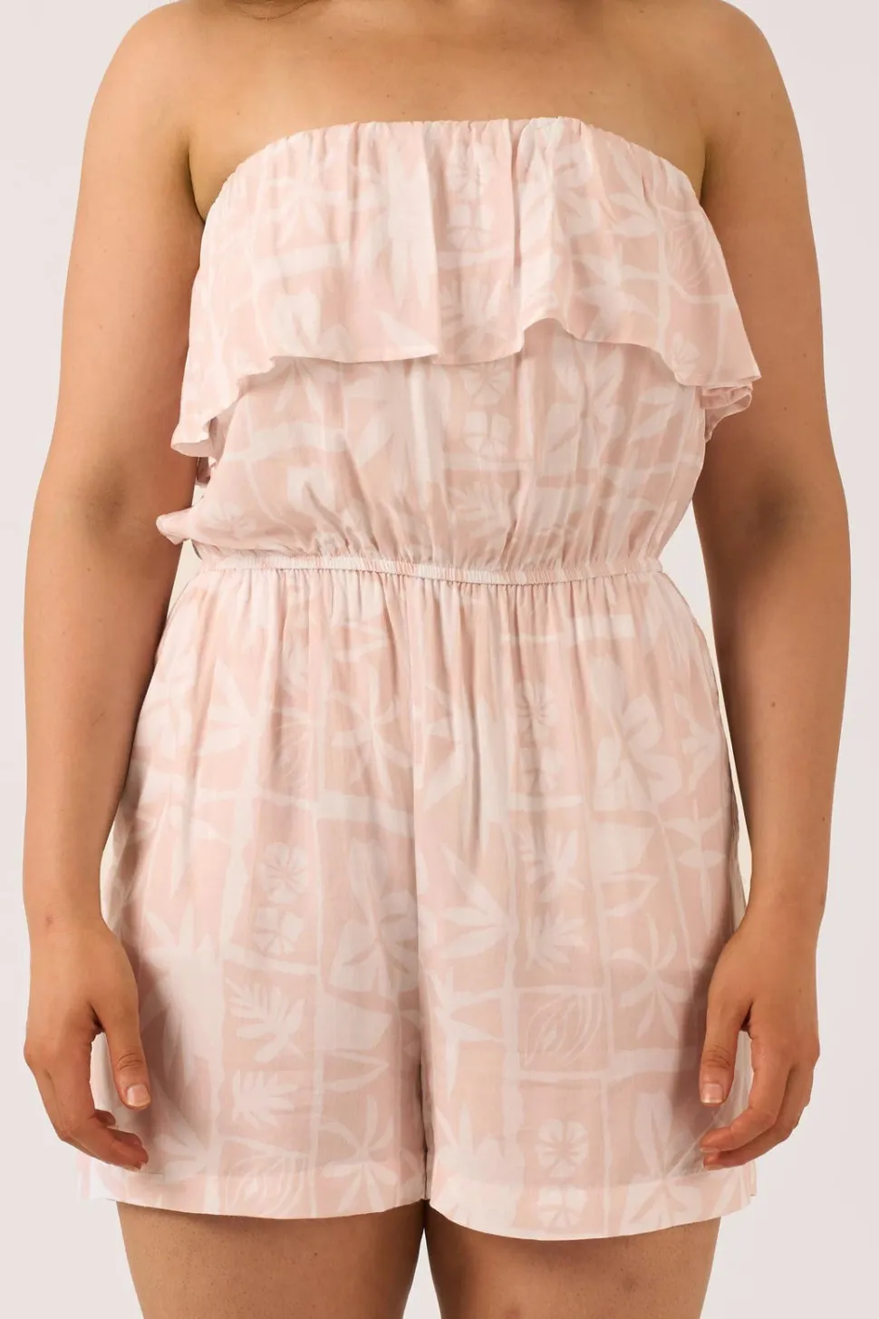 Sustainable Viscose Frill Playsuit - Nude Tiki