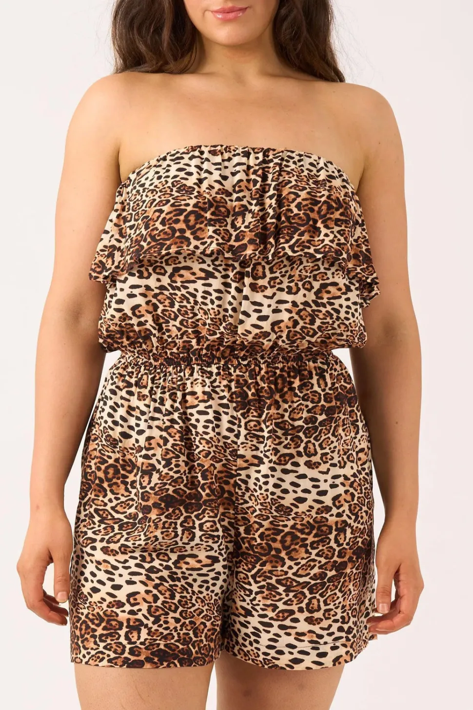 Sustainable Viscose Frill Playsuit - Natural Primal Animal