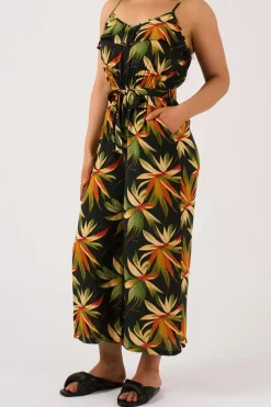 Sustainable Viscose Frill Jumpsuit - Black Tropico