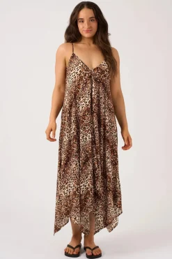 Sustainable Viscose Hanky Hem Dress - Natural Primal Animal