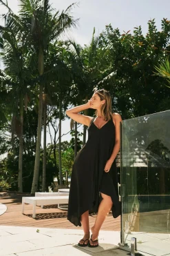Sustainable Viscose Hanky Hem Dress - Black