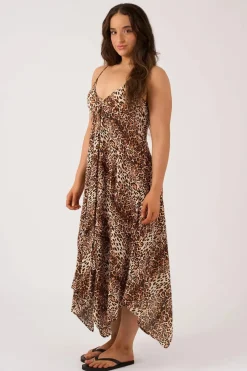 Sustainable Viscose Hanky Hem Dress - Natural Primal Animal