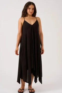 Sustainable Viscose Hanky Hem Dress - Black