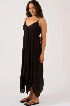 Sustainable Viscose Hanky Hem Dress - Black