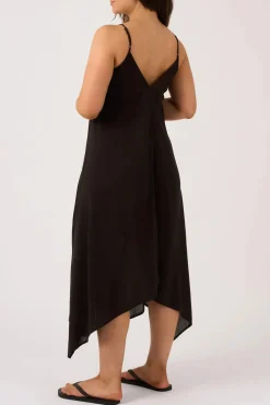 Sustainable Viscose Hanky Hem Dress - Black