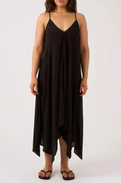 Sustainable Viscose Hanky Hem Dress - Black