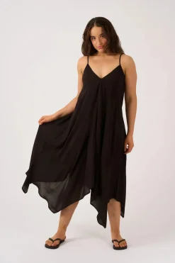 Sustainable Viscose Hanky Hem Dress - Black