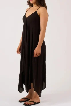 Sustainable Viscose Hanky Hem Dress - Black
