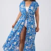 Sustainable Viscose Maxi Kimono - Blue Tiki