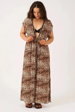 Sustainable Viscose Maxi Kimono - Natural Primal Animal