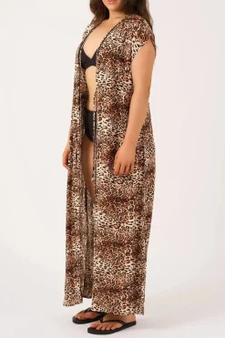 Sustainable Viscose Maxi Kimono - Natural Primal Animal