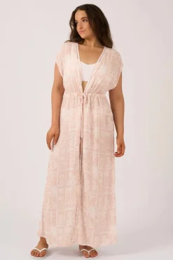 Sustainable Viscose Maxi Kimono - Nude Tiki