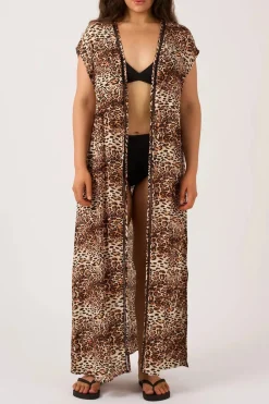 Sustainable Viscose Maxi Kimono - Natural Primal Animal