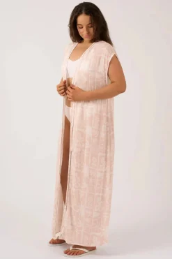 Sustainable Viscose Maxi Kimono - Nude Tiki