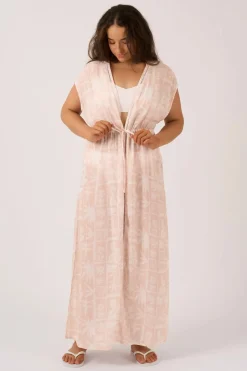 Sustainable Viscose Maxi Kimono - Nude Tiki