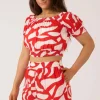 Sustainable Viscose Pull On Short - Red Geo Waves