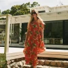 Sustainable Viscose Shirred Ruffle Maxi Dress - Flame Tropico