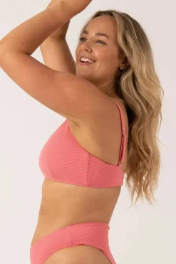 Textured Adjustable Bralette Bikini Top - Bubblegum Pink