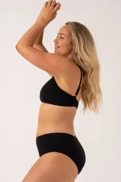 Textured Adjustable Bralette Bikini Top - Black