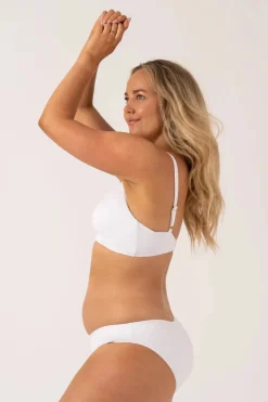Textured Adjustable Bralette Bikini Top - White