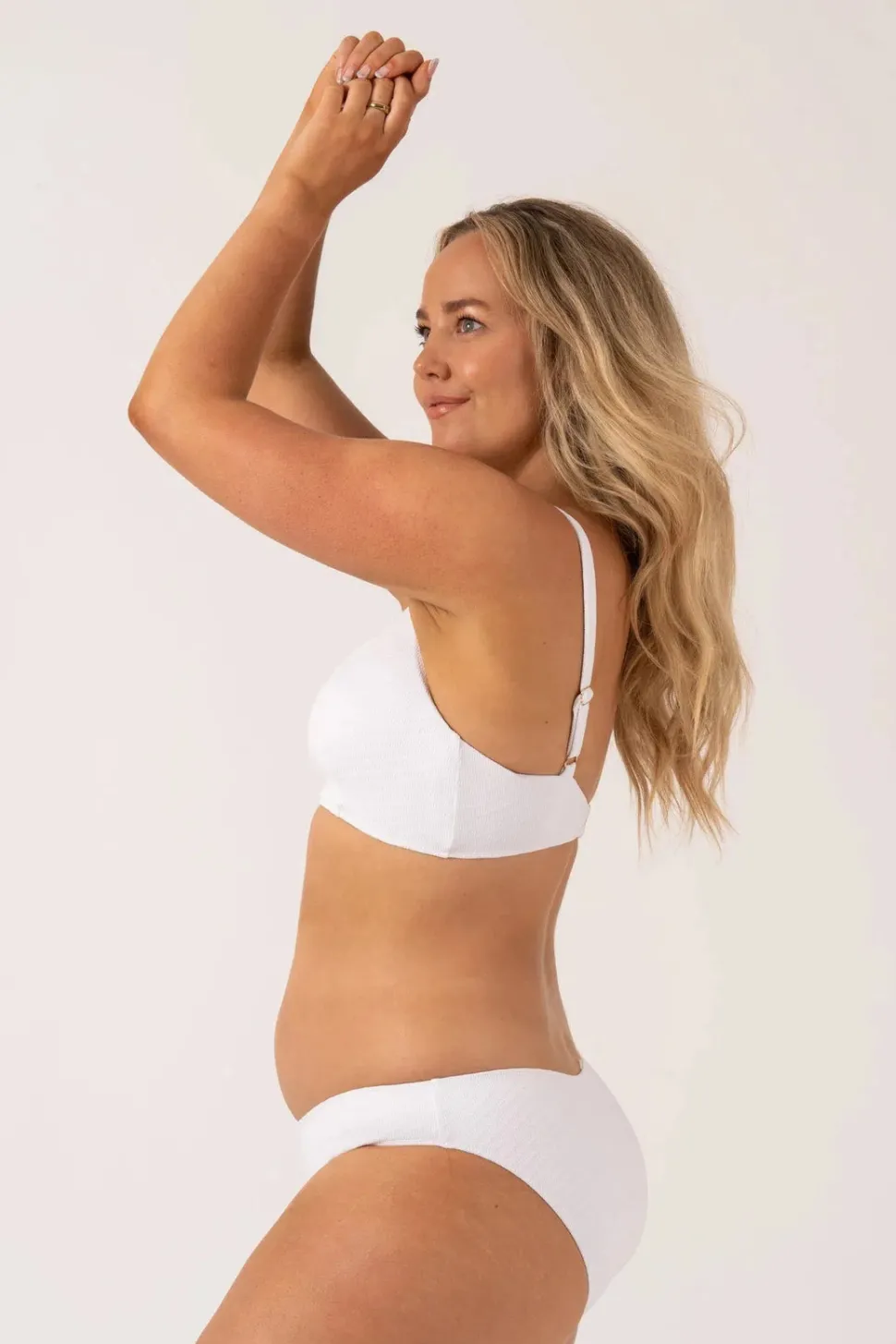 Textured Adjustable Bralette Bikini Top - White