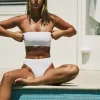 Textured Bandeau Bikini Top - White