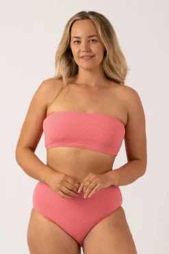 Textured Bandeau Bikini Top - Bubblegum Pink