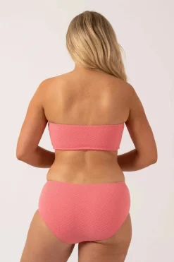 Textured Bandeau Bikini Top - Bubblegum Pink