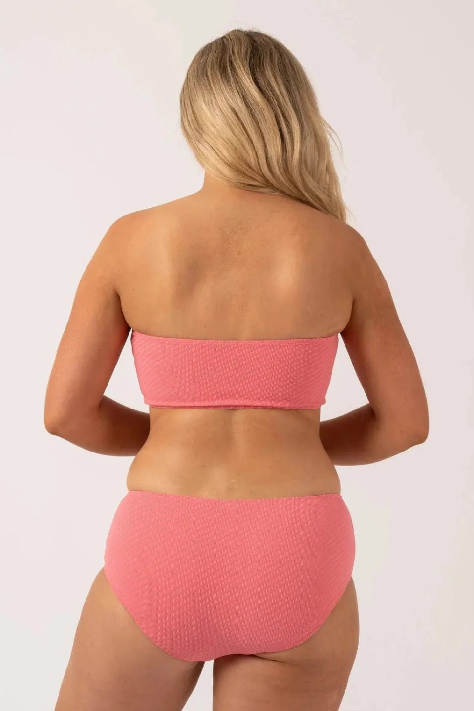 Textured Bandeau Bikini Top - Bubblegum Pink