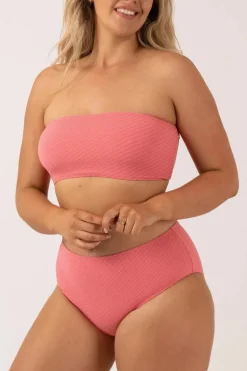 Textured Bandeau Bikini Top - Bubblegum Pink