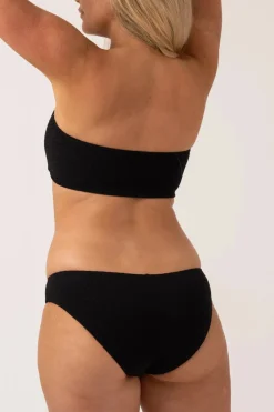 Textured Bandeau Bikini Top - Black