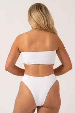 Textured Bandeau Bikini Top - White