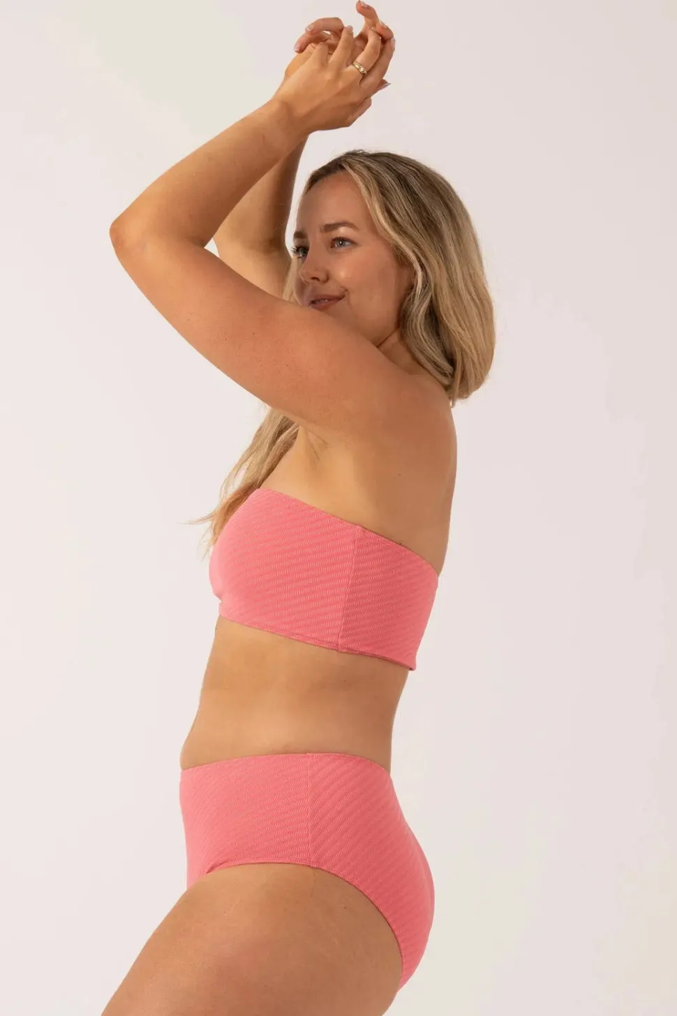 Textured Bandeau Bikini Top - Bubblegum Pink