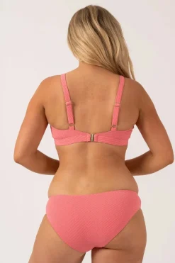 Textured Built Up Deep V Triangle Bikini Top - Bubblegum Pink