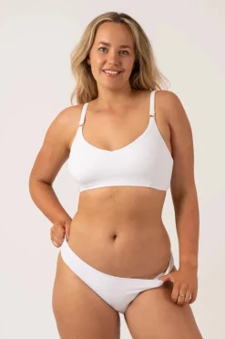 Textured Hipster Bikini Bottom - White