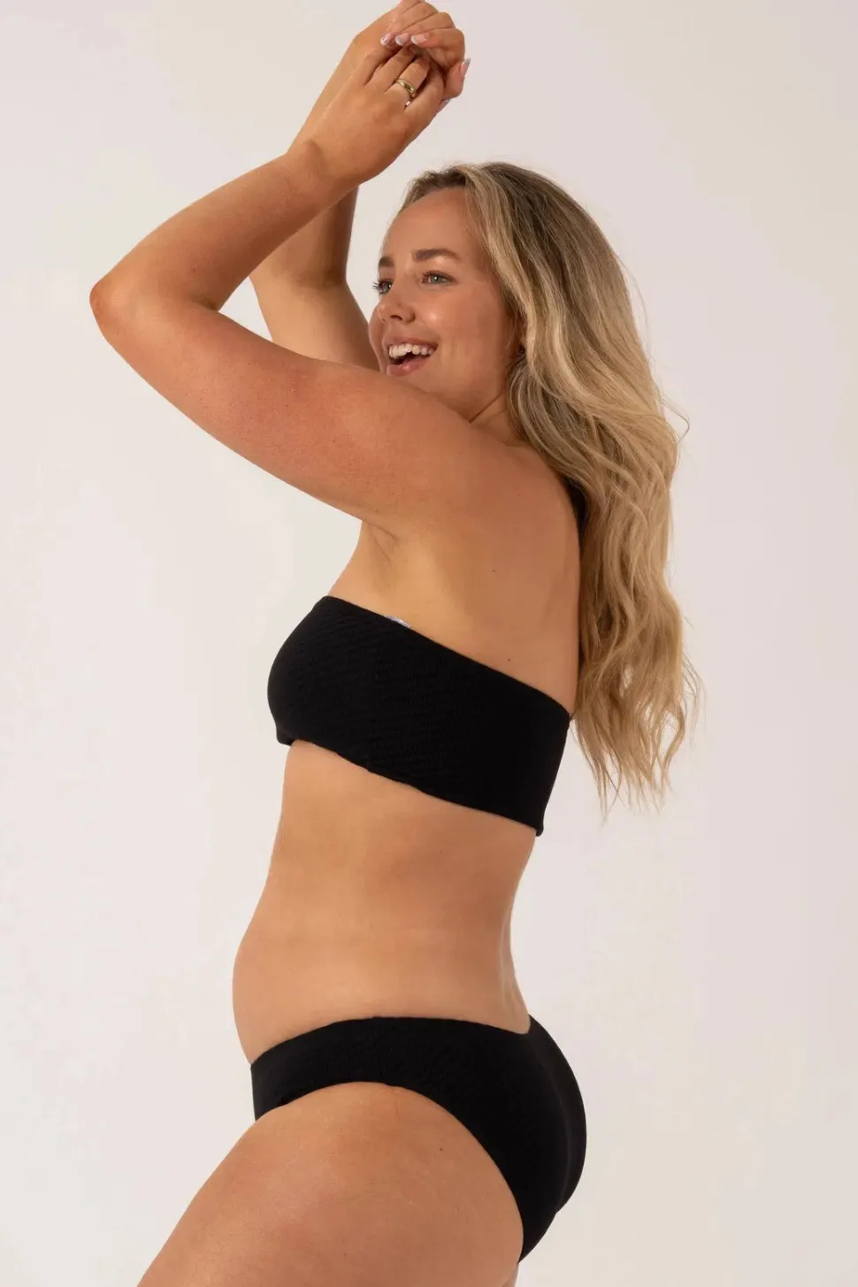 Textured Hipster Bikini Bottom - Black