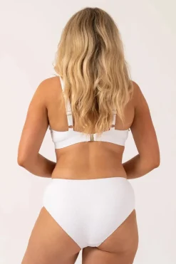 Textured Midi Waist Bikini Bottom - White