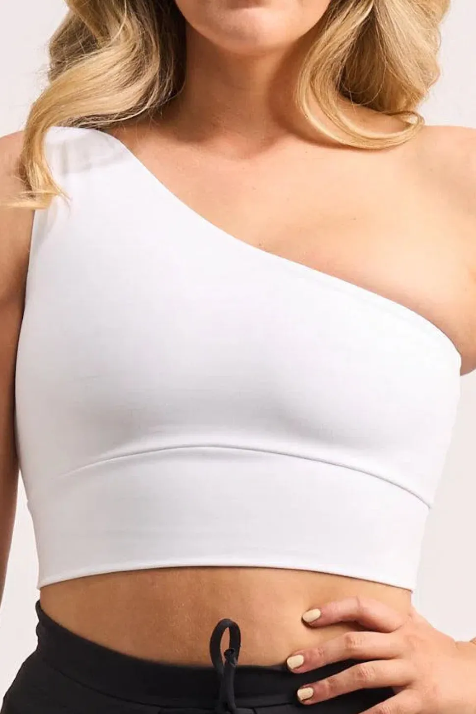 White Body Contouring - One Shoulder Comfort Crop Top