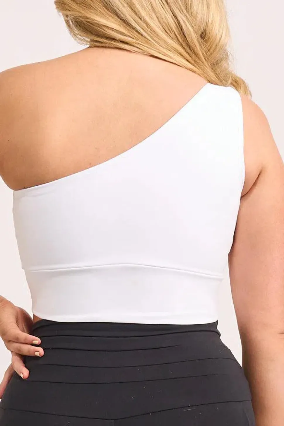 White Body Contouring - One Shoulder Comfort Crop Top