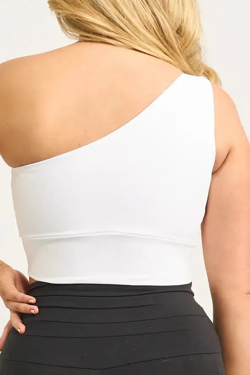 White Body Contouring - One Shoulder Comfort Crop Top
