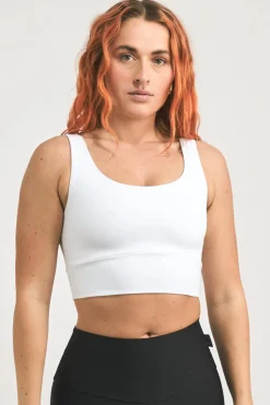 White Body Contouring - Scoop Neck Comfort Crop Top