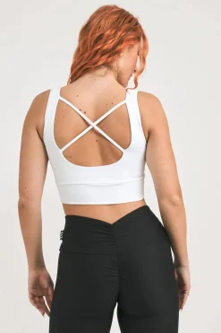 White Body Contouring - Scoop Neck Comfort Crop Top