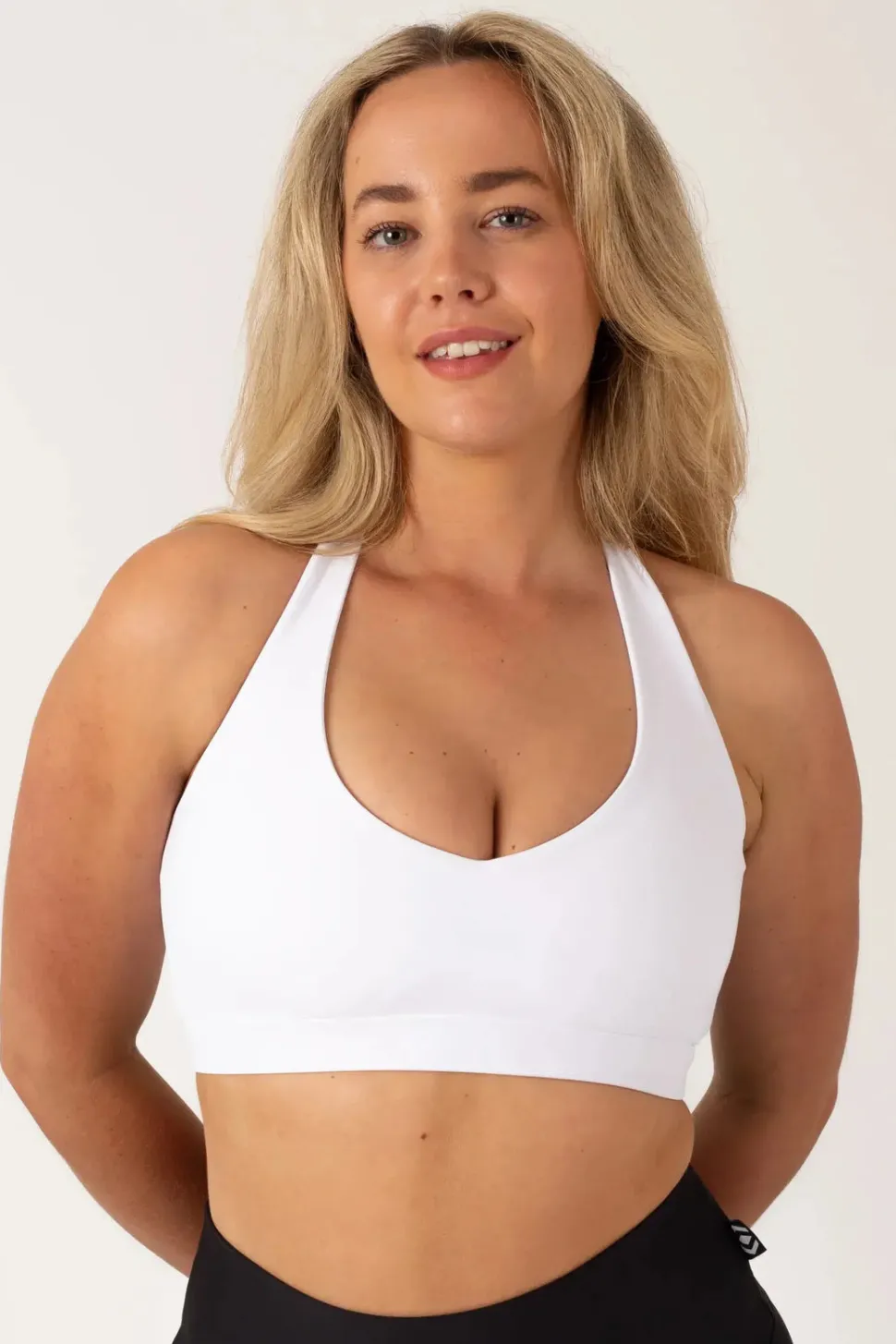 White Performance - Deep V Crop
