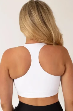 White Performance - Deep V Crop
