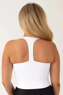 White Performance - Longline T Back Comfort Crop Top